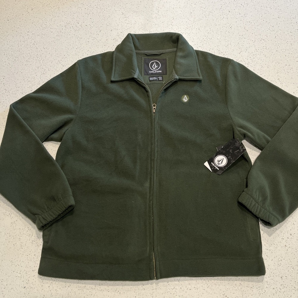 Volcom Green Full Zip Front Fleece Jacket Men's Medium NWT